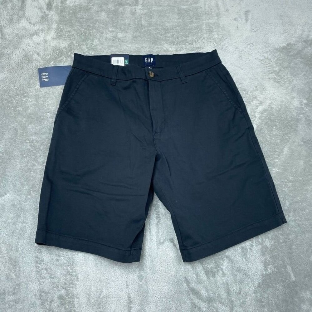 GAP Mens Flat Front Shorts Size 32 Black Cotton Blend a0294
